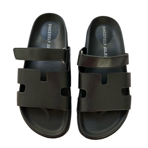 Sincerely Jules Lotto Slides Black Size 8 Sandals Shoes Slip Ons EUC